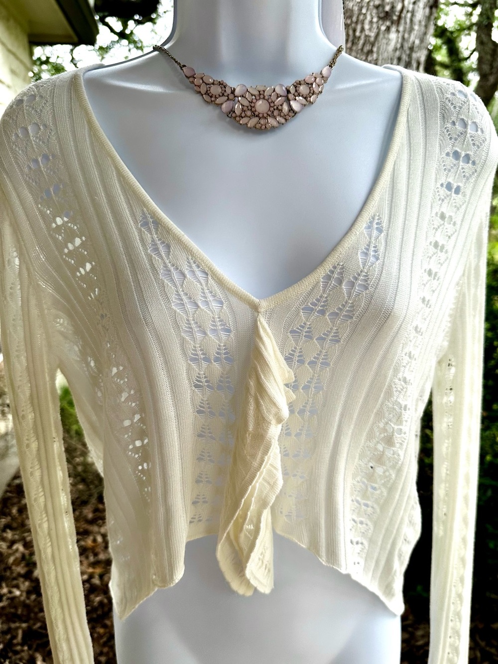 Missguided UK NWT White V-Neck Cropped Knit Pullover Cardigan - Picture 5 of 9